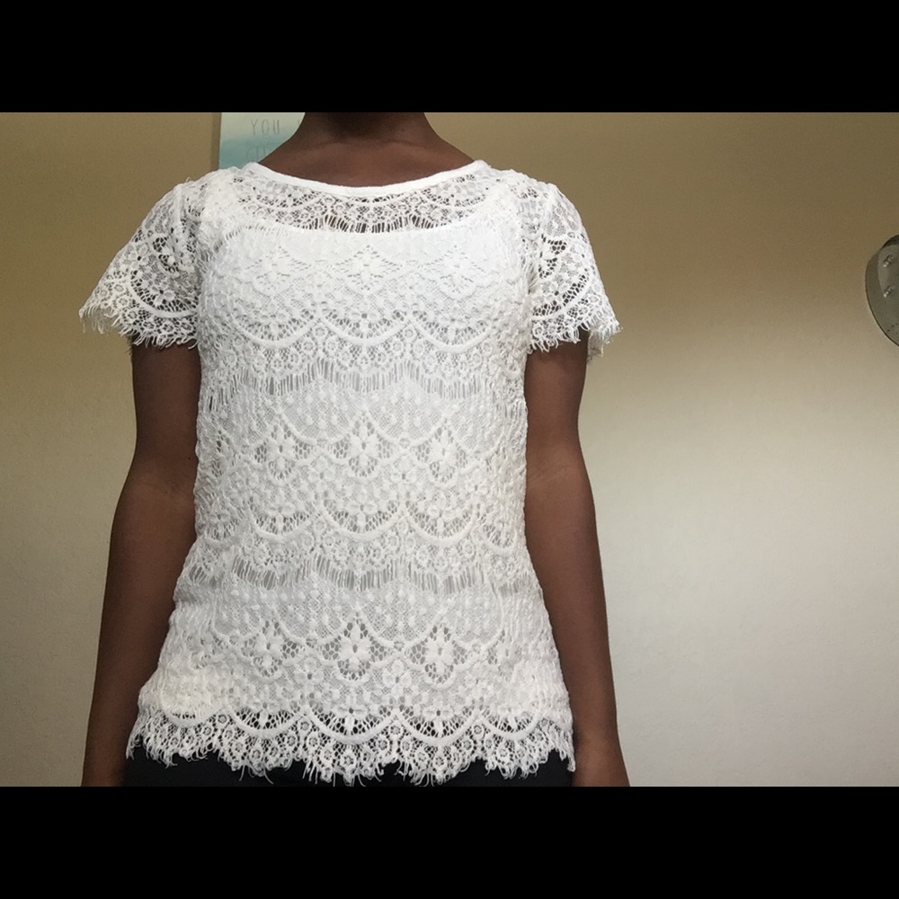 A white lace two piece shirt